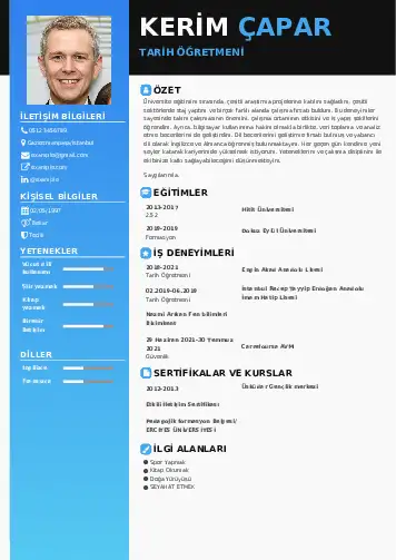 Tarih Öğretmeni Cv Örnekleri cv indir